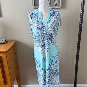 Shoreline Aqua and White Patterned Maxi Dress